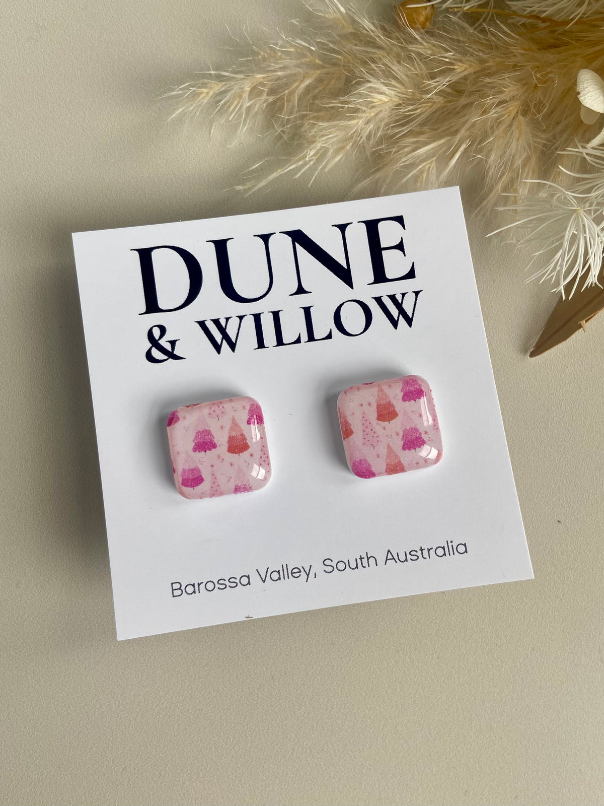 PINK TREE STUDS