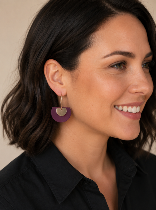 ELLERY DANGLES -frosted plum and rose gold