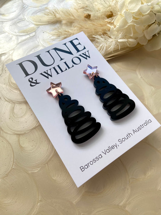 SQUIGGLE TREES- black & rose gold