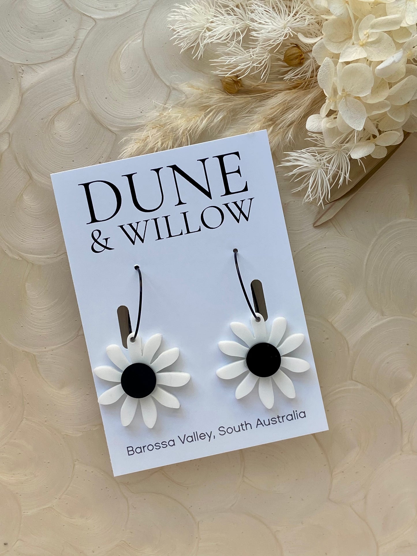 DAISY HOOPS- white and black